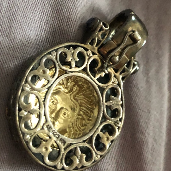 14k gold and sterling silver Medusa enhancer pendant - Picture 7 of 7